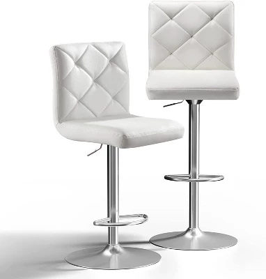 Hywela Bar Stools, Modern PU Leather Adjustable Swivel Barstools, Armless Kitchen Island Counter Bar Stools With Bigger Base, Set Of 2,Comfy- The Pop Home - Image 9