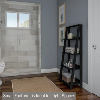 Lavish Home 4-Tier Ladder Bookshelf Freestanding Wooden Bookcase, Black - Image 5