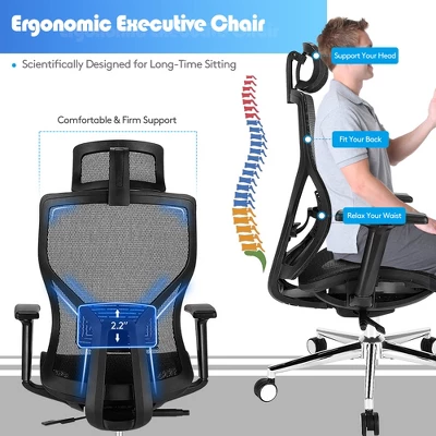 Costway Ergonomic Office Chair High-Back Mesh Chair W/Adjustable Lumbar Support - Image 5