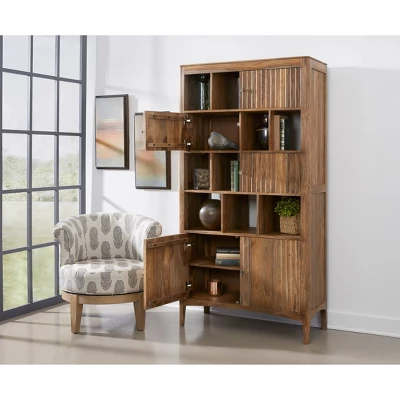 75" Nancy 5 Door Bookcase Natural Brown - Treasure Trove Accents - Image 6