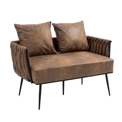 Modern Accent Metal Frame Tufted Sofa With Arms - ModernLuxe - Image 3