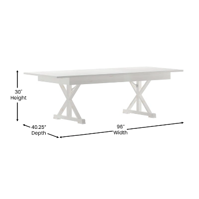 Flash Furniture HERCULES 8' X 40" Rectangular Solid Pine Folding Farm Table With X Legs - Image 8