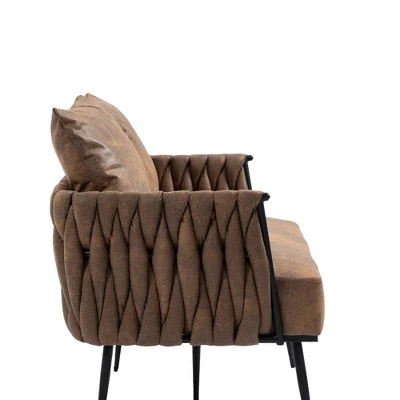 Modern Accent Metal Frame Tufted Sofa With Arms - ModernLuxe - Image 6