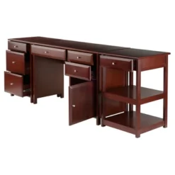 3pc Delta Set Home Office Group Walnut - Winsome