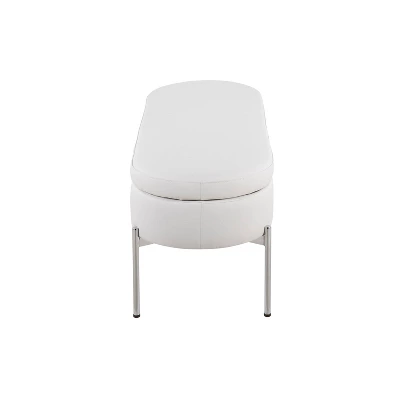 48" Chloe PU Leather/Metal Storage Bench Chrome/White - LumiSource - Image 2