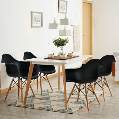 Costway 4PCS Molded Dining Arm Chair Side Chair Home Kitchen W/ Wooden Legs - Image 4