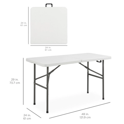 Best Choice Products 4ft Plastic Folding Table, Indoor Outdoor Heavy Duty Portable W/ Handle, Lock For Picnic - White - Image 6