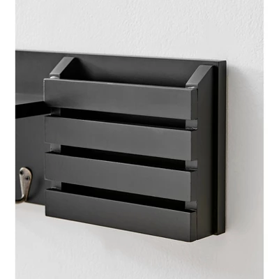 18" Utility Shelf With Pocket And Hanging Hooks Black - Danya B. - Image 5