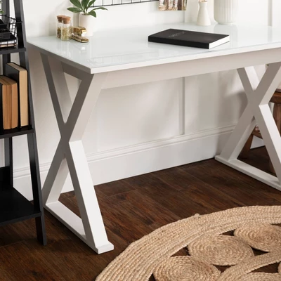 Glass Top Writing Desk With Drawer - Saracina Home - Image 6