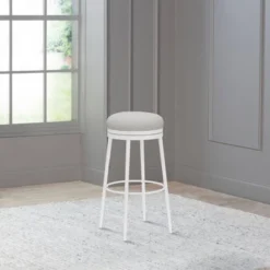 Aubrie Backless 30" Swivel Barstool Off White/Silver - Hillsdale Furniture