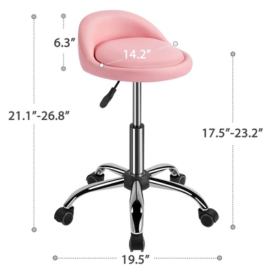 Yaheetech Height Adjustable Modern PU Leather Rolling Bar Stool Salon Stool - Image 2