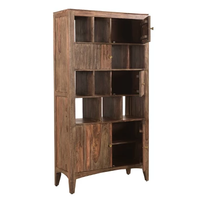 75" Nancy 5 Door Bookcase Natural Brown - Treasure Trove Accents - Image 2