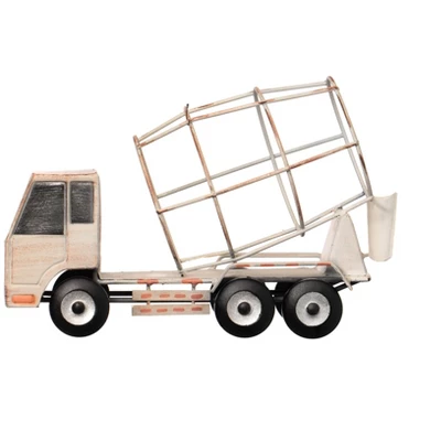 Vintiquewise Decorative Rustic Metal White Single Bottle Cement Truck Wine Holder For Tabletop Or Countertop - Image 5