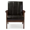 Nikko Mid - Century Modern Scandinavian Style Faux Leather Wooden Lounge Chair - Dark Brown - Baxton Studio