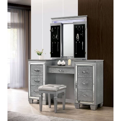 2pc Mallery Vanity Set With Stool Silver - HOMES: Inside + Out - Image 3