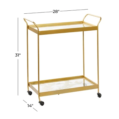 Contemporary Metal Bar Cart Gold - Olivia & May - Image 7