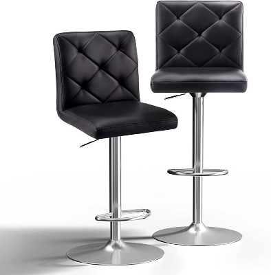 Hywela Bar Stools, Modern PU Leather Adjustable Swivel Barstools, Armless Kitchen Island Counter Bar Stools With Bigger Base, Set Of 2,Comfy- The Pop Home - Image 7