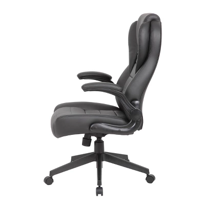 Executive High Back Leatherplus Flip Armchair Black - Boss Office Products - Image 5