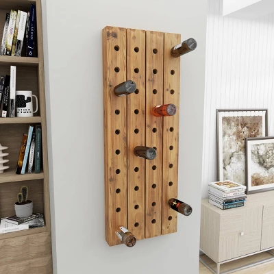 Rustic Wood Wall Wine Rack Brown - Olivia & May - Image 6