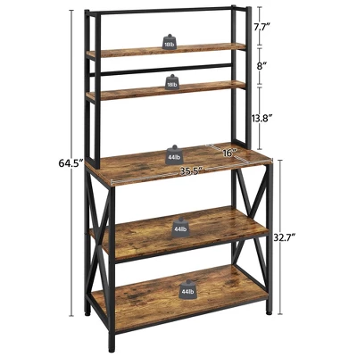 Yaheetech 5-Tier Kitchen Baker's Rack Utility Storage Shelf With 5 Shelves & Adjustable Feet - Image 2