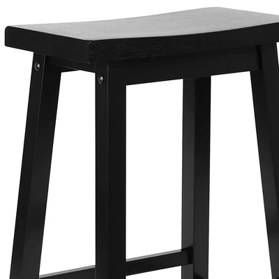 PJ Wood Classic Saddle-Seat 24'' Tall Kitchen Counter Stool For Homes, Dining Spaces, And Bars With Backless Seat, 4 Square Legs, Black (4 Pack) - Image 3