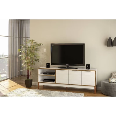 Boston TV Stand For TVs Up To 75" White/Light Brown - Polifurniture - Image 2