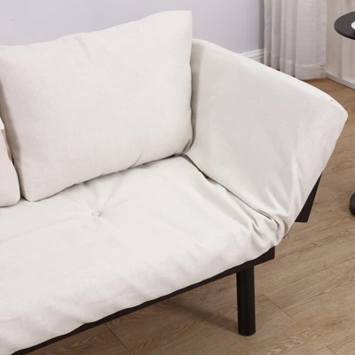 HOMCOM Single Person Chaise Lounger, Modern Sofa Bed With 5 Adjustable Positions, 2 Large Pillows, And Birch Legs - Image 5