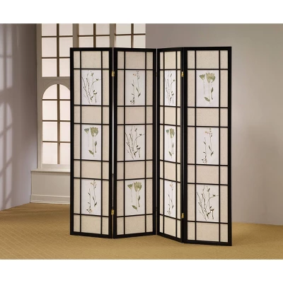 4 Panel Room Divider Border Cherry - Ore International - Image 2