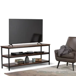 Rhonda Solid Mango Wood TV Stand For TVs Up To 66" Dark Cognac Brown - WyndenHall