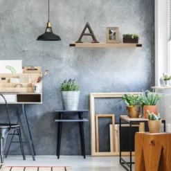 36" X 9.2" Floating Shelf Wall Mounted With Metal Corners White Oak - Inplace