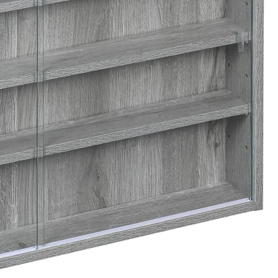 HOMCOM 5-storey Wall Shelf Display Cabinet, Shotglass Display Case With 2 Glass Doors And 4 Adjustable Shelves, Gray - Image 5