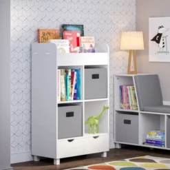RiverRidge Home Kids' Book Nook Collection Cubby Storage Cabinet And Bookrack With 2 Bins - RiverRidge