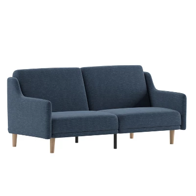 Flash Furniture Delphine Premium Convertible Split Back Sofa Futon With Curved Armrests And Solid Wood Legs - Image 11