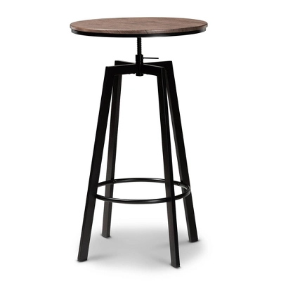 3pc Metal And Maritta Wood Height Adjustable Bar Pub Dining Set Walnut/Black - Baxton Studio - Image 3