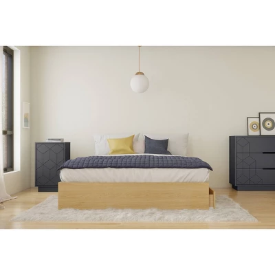 2pc Ballet Bedroom Set Natural Maple/Charcoal Gray - Nexera - Image 4