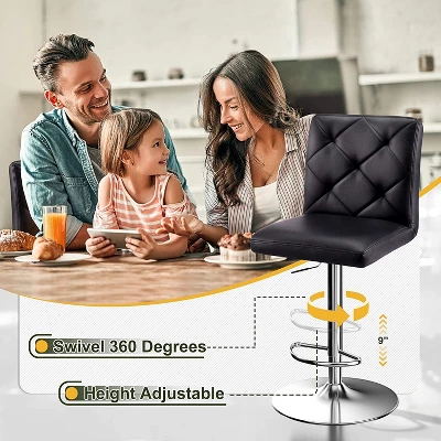 Hywela Bar Stools, Modern PU Leather Adjustable Swivel Barstools, Armless Kitchen Island Counter Bar Stools With Bigger Base, Set Of 2,Comfy- The Pop Home - Image 4