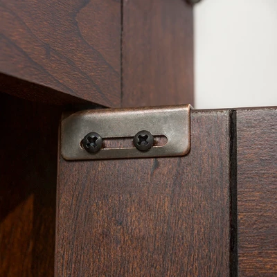 2 Door Wood Closed Storage Console TV Stand For TVs Up To 50" Brown - Saracina Home - Image 2