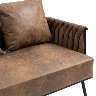 Modern Accent Metal Frame Tufted Sofa With Arms - ModernLuxe - Image 7