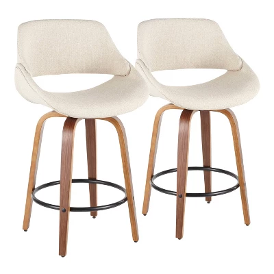 Set Of 2 Fabrico Mid Century Modern Counter Height Barstool - LumiSource - Image 9