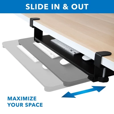 Mount-It! Clamp Keyboard Tray | Sliding Under Desk Keyboard & Mouse Platform | Retractable Undermount Drawer | No Screws Or Scratches To Assemble - Image 3