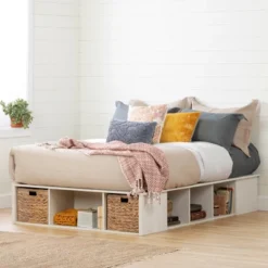 Avilla Storage Bed With Baskets Winter Oak/Rattan - South Shore
