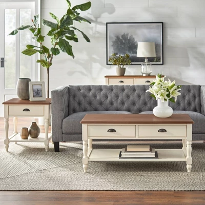 Liza Sofa Table White/Walnut - Buylateral - Image 3