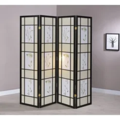 4 Panel Room Divider Border Cherry - Ore International