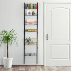 Costway Over The Door Pantry Organizer Wall Mounted Spice Rack W/ 6 Adjustable Shelves