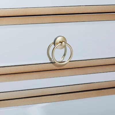 Small Glam Glass Mirrored Cabinet Beige - Olivia & May - Image 3