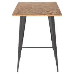 41" Oregon Industrial Bar Height Pub Table Matte Gray Metal With Medium Brown Wood Top - LumiSource