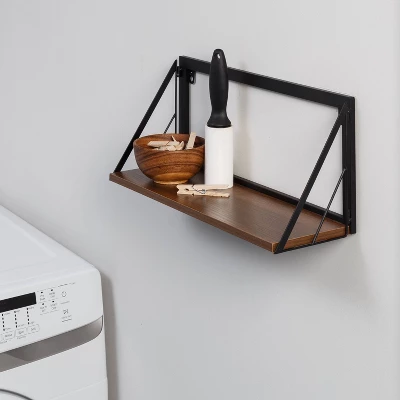 Honey-Can-Do Small Laundry Wall Shelf With Wood Walnut - Image 6