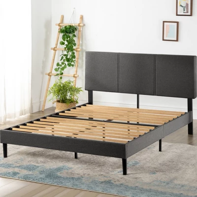 Cambril Upholstered Platform Bed Frame With Sustainable Bamboo Slats Gray - Zinus - Image 6
