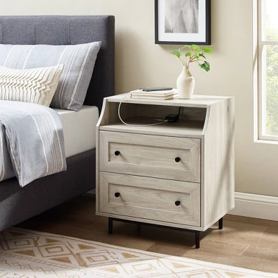 Transitional 2 Drawer Nightstand With USB Port - Saracina Home - Image 5