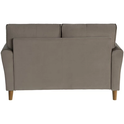 Dunleith Modern Contemporary Velvet Tufted Loveseat In Brown And Walnut - Lexicon - Image 3